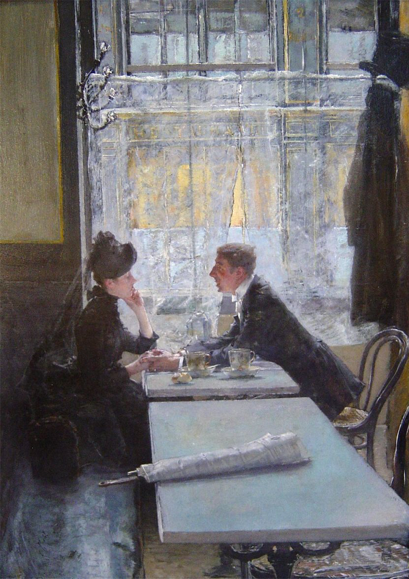 In the cafe by Gotthardt Kuehl, 1915