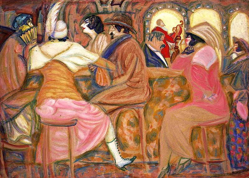 In A Paris Cafe by Boris Grigoriev, 1914