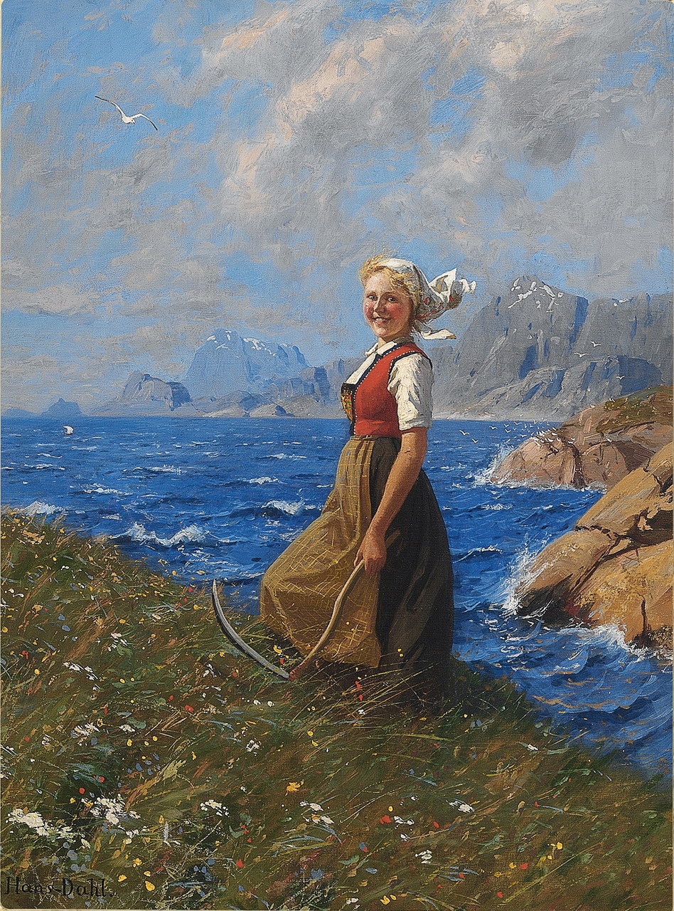 Girl with Sickle by Hans Dahl