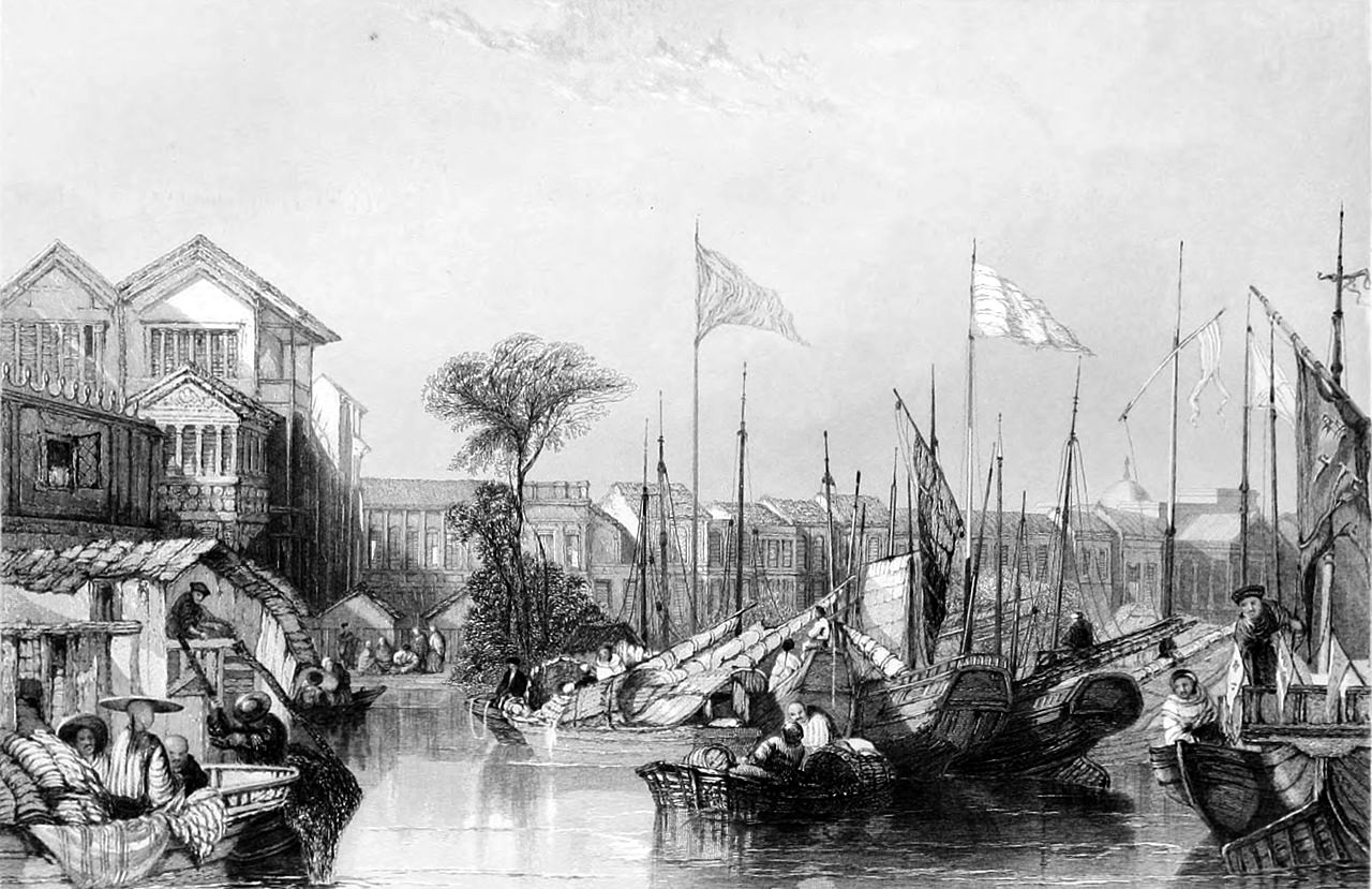 The European Factories in Canton by Thomas Allom, 1838