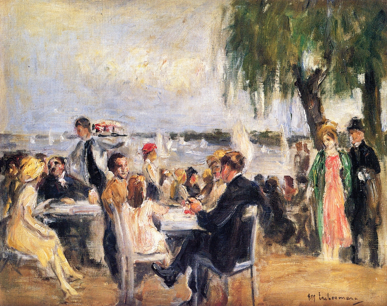 Garden Cafe on the River Elbe by Max Liebermann - circa 1922