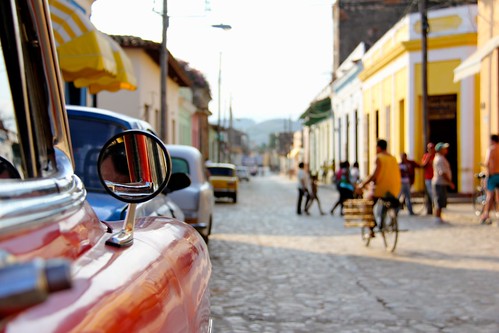 street red people car vintage cuba bicycles cobblestone trinidad sideviewmirror mikenits