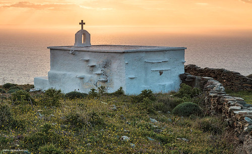 travel light sunset sea yellow landscape islands spring solitude cross chapel greece andros cyclades tranquillity artofimages 5dmkii