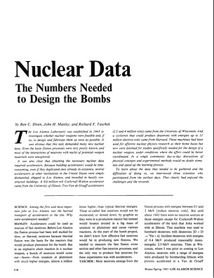 Nuclear Data The Numbers Needed to Design the Bombs