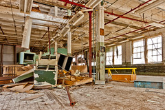 Oh, what a feeling! When furniture is falling through the ceiling. Abandoned Barber-Colman factory in Rockford, Illinois