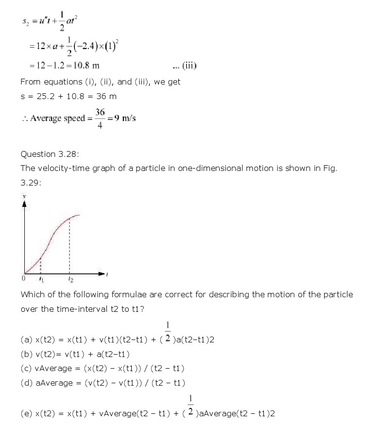 NCERT Solutions for Class 11th Physics Chapter 3 - Motion in a Straight Line