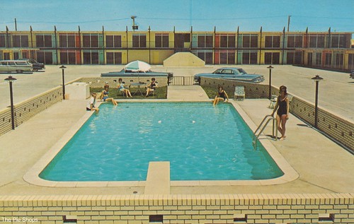 pool vintage postcard motel norton kansas townsman
