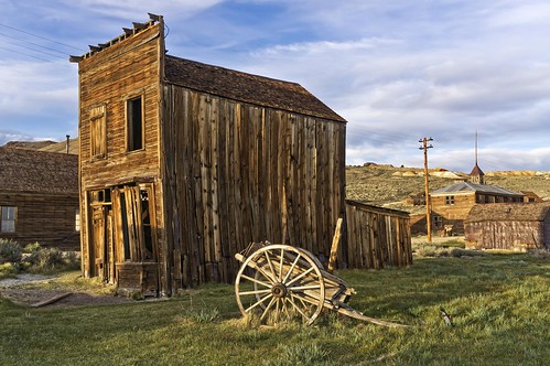 ca wood sunset usa decay mining ghosttown bodie cart