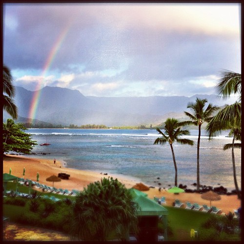 beach sunrise square hawaii rainbow paradise squareformat kauai hudson viewfrommywindow stregis princeville hanaleibay endoftherainbow iphoneography instagramapp uploaded:by=instagram foursquare:venue=4bc3423adce4eee1a884719d