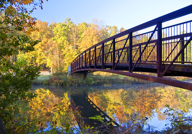 Virginia State Parks' have their own bridges that are spectacular in the fall (none covered however)