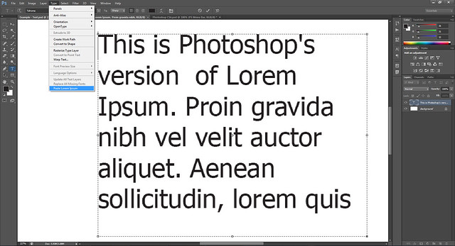 Type Tool – Lorem Ipsum