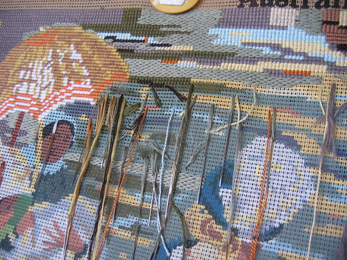 Ferry Tapestry - stitching water