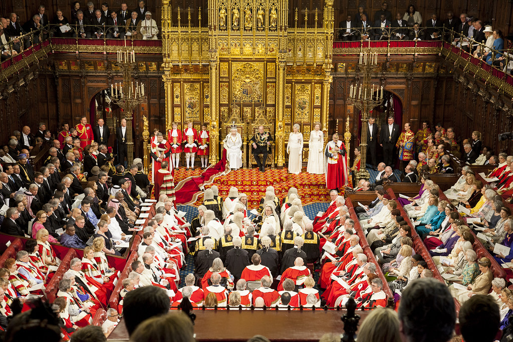 Her Majesty the Queen gives the speech in the Lords chamber