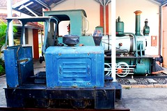 Locomotivas na entrada do Museu Ferroviário de Bauru