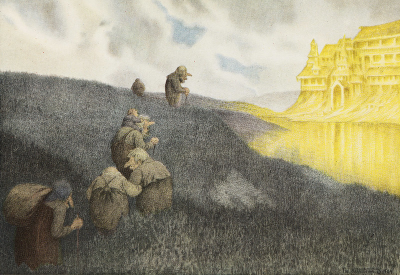 Theodor Kittelsen - On a way to the Feast in the Trollcastle, 1904