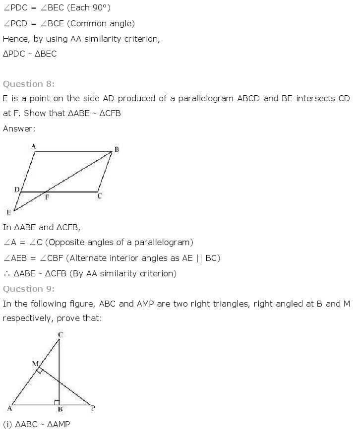 NCERT Solutions For Class 10 Maths Chapter 6 Triangles PDF Download freehomedelivery.net