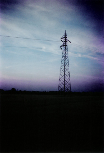 sunset sky film silhouette analog xpro minolta crossprocess pylon 1997 expired xd7 fujiprovia100f