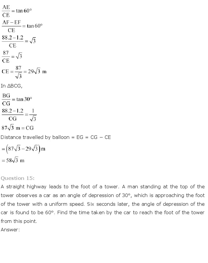NCERT Solutions For Class 10 Maths Chapter 9 Some Applications of Trigonometry PDF Download freehomedelivery.net