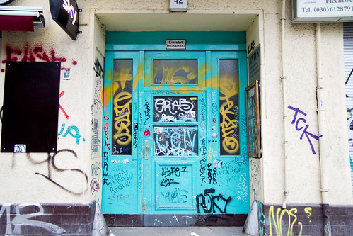 Graffitied door