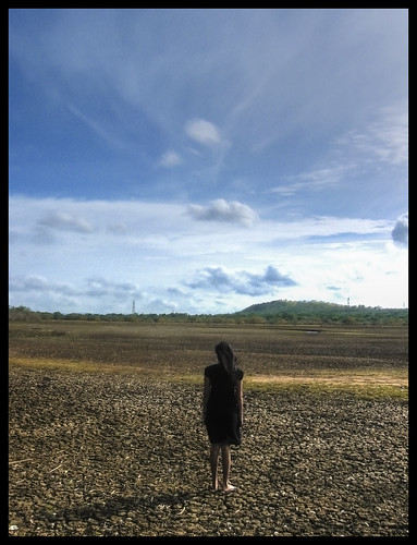 blue summer sky cloud girl look rain women dry wait