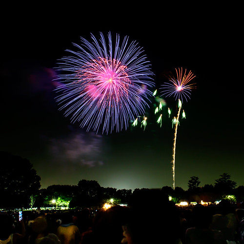 summer japan tokyo fireworks july 日本 nightview 夏 夜景 crazyshin 2012 花火 昭和記念公園 東京都 昭島市 afsnikkor2470mmf28ged nikond800e 20120728d016837 vrが付いていないことに気づいた。