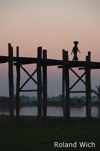 bridge sunset silhouette evening dusk burma silhouettes bein u myanmar birma mandalay amarapura ubein birmanie birmania