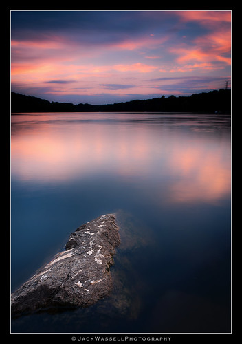 pink blue sunset sky lake color water rock clouds pretty calm serene jackwassell quakerhillwaterfordct