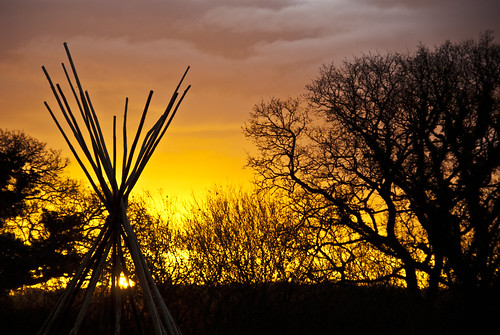 silhouette sunrise teepee