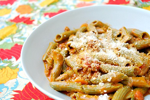 Penne with Meaty Vodka Sauce
