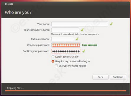 how to install ubuntu-username password setting