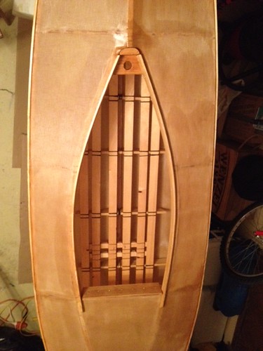 brian's kayak, nearly finished. he even added a fishing rod holder up front. kinda looks like a mast partner.