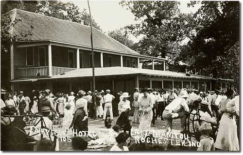 girls people woman usa man men history boys kids buildings walking children clothing women furniture crowd hats indiana celebration porch hotels businesses fultoncounty realphoto lakemanitou hoosierrecollections