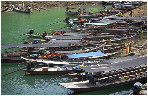 Longtail boats at Khao Sok