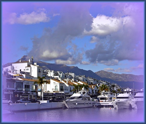 travel blue sky mountains water clouds boats spain costadelsol andalusia puertobanus yabbadabbadoo