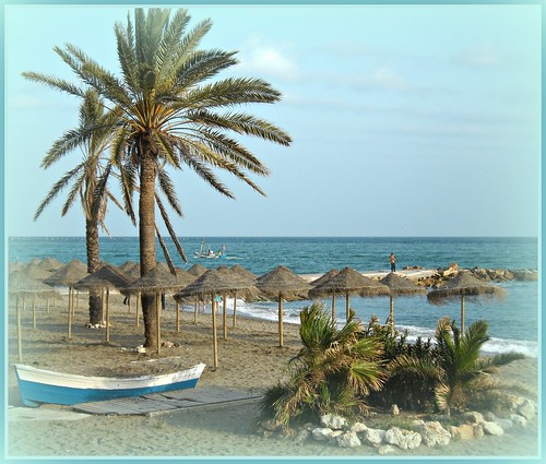travel blue sea sky people beach boats fishing spain sand palmtrees costadelsol andalusia marbella yabbadabbadoo