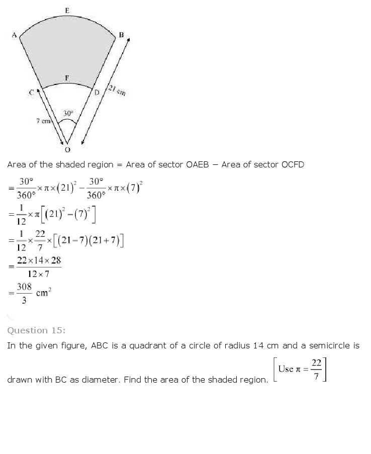 NCERT Solutions For Class 10 Maths Chapter 12 Areas related to Circles PDF Download FREEHOMEDELIVERY.NET