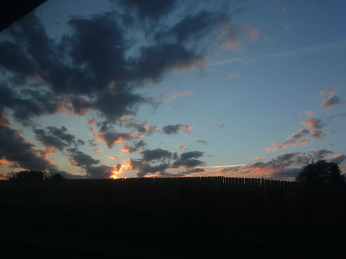 sunset summer sky west clouds fence evening dusk belmont michigan september clear
