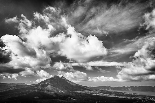 sky bw bali lake mountains clouds indonesia volcano asia id caldera
