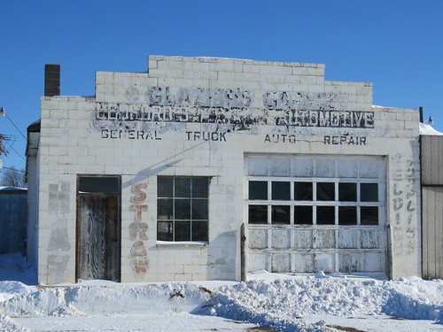 snow vacant automotivegarage vintagesigns ghostsigns smalltown wiggins colorado