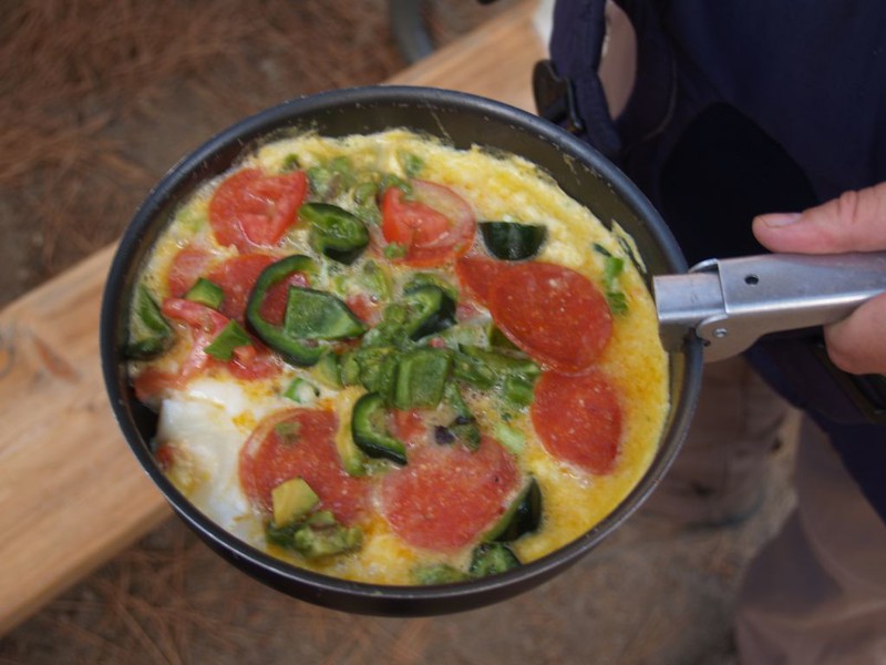 Hikin' Fools Potluck - feast your eyes on that omelette!