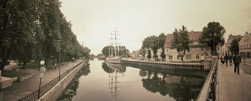 city postprocessed water river travels ship panoramic trips stitched klaipeda lithuania otherwheres