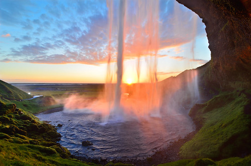 travel sunset sky sun color nature water landscape waterfall iceland nikon europe atlantic seljalandsfoss davidshield bestcapturesaoi