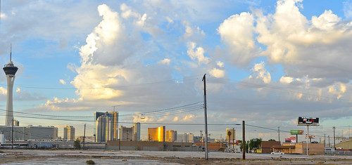 city morning blue summer sky panorama color skyline architecture clouds sunrise hotel nikon view lasvegas contemporary empty nevada wide over large lot panoramic casino structure september end vista wallstreet stitched stratosphere 2012 cleared d700