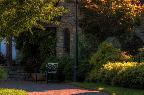 park wood trees light ohio sun window leaves stone gardens bench evening view cincinnati entrance ivy trail lampost pathway woodlawn glenwoodgardens thechallengefactory