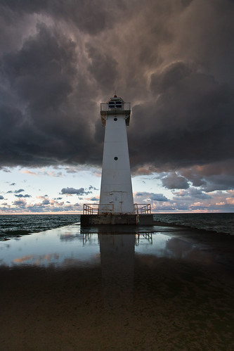park new york old sky lighthouse lake ny ontario reflection tower beach wet water clouds point outdoors bay pier sundown dusk 1938 scenic stormy outer sodus