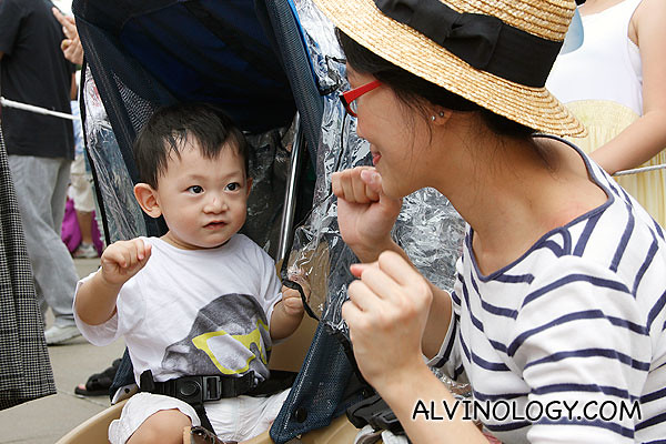 The stroller with rain cover 