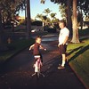 Riding to school with Papa.