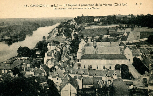 france hospital river postcard chateau château vienne chinon oldpostcard