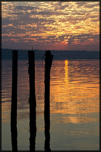 morning home water sunrise reflections golden three nikon waterfront silhouettes pacificnorthwest pugetsound tacoma pilings tones pnw ttown rustonway uniqueclouds thethreeamigostacoma