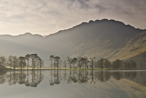 morning trees light england mountain lake nature reflections landscape dawn march spring still nikon day shadows cloudy hill lakedistrict scenic calm haystacks cumbria rays backlit fell tranquil buttermere d7000